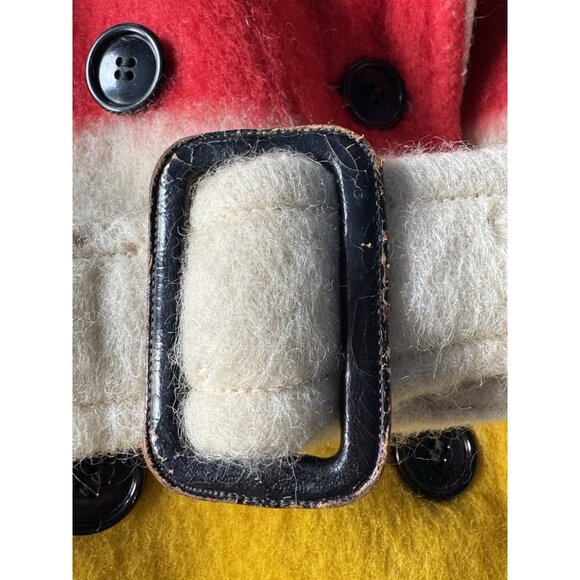 VTG 60s Hudsons Bay Wool Striped Point Button Up Belted Blanket Coat Men’s Sz XL - Picture 15 of 16